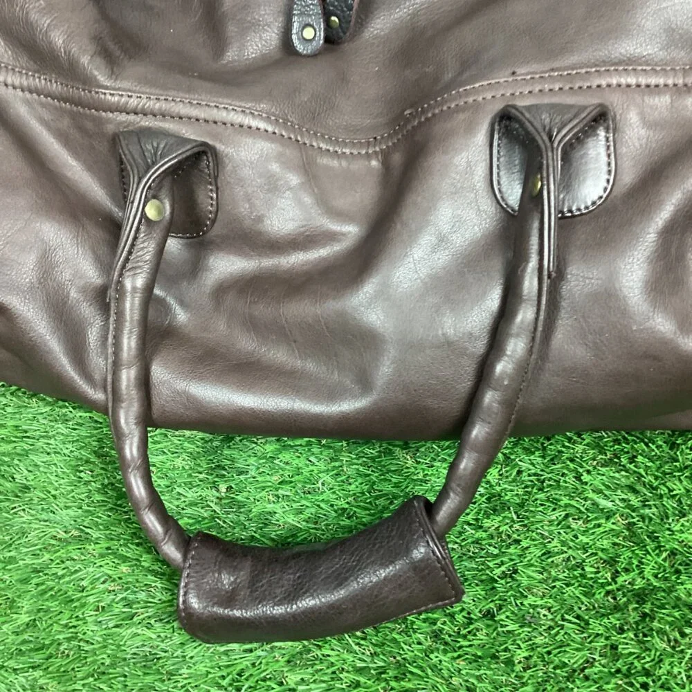 Canyon Outback Large Brown Leather Duffel Bag Canon Camera Promotional Item VTG